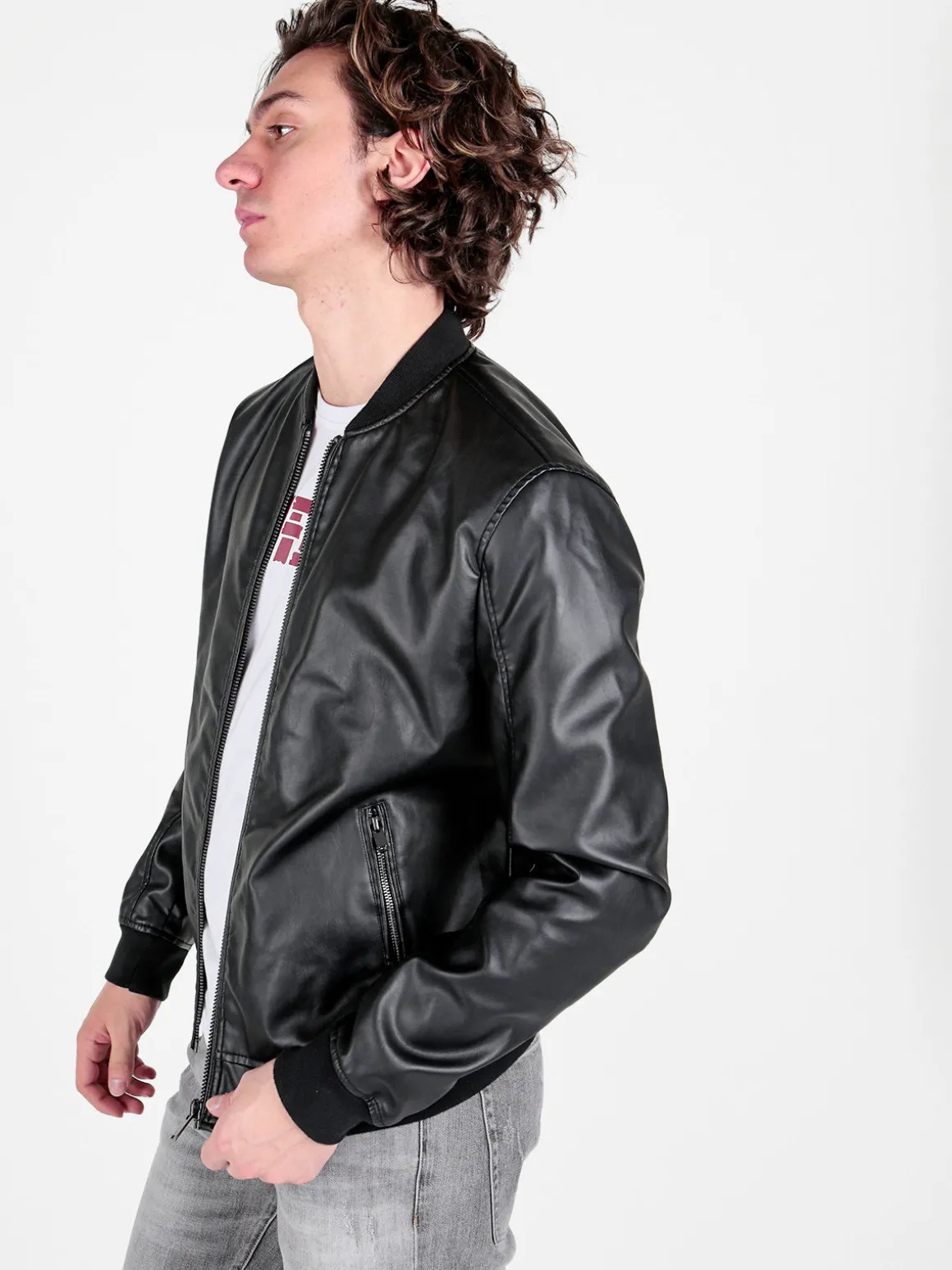 Coveri Collection Giacca da uomo in ecopelle con zip