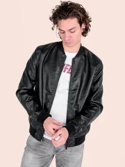 Coveri Collection Giacca da uomo in ecopelle con zip