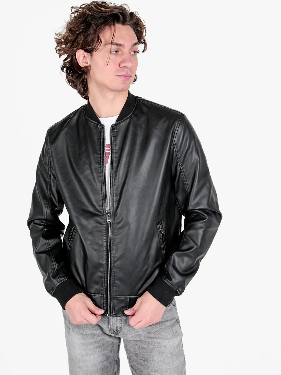 Coveri Collection Giacca da uomo in ecopelle con zip