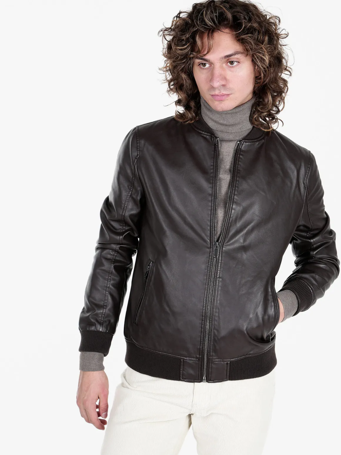 Coveri Collection Giacca in ecopelle da uomo con zip