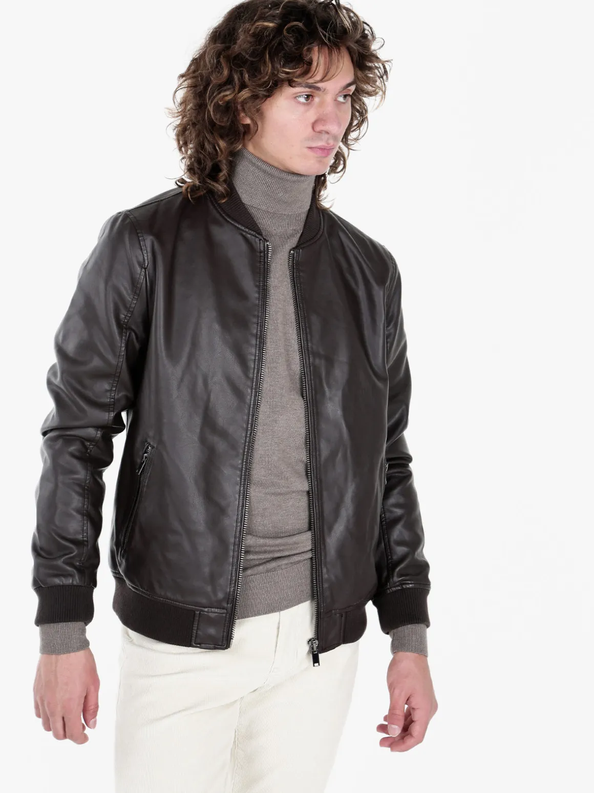 Coveri Collection Giacca in ecopelle da uomo con zip