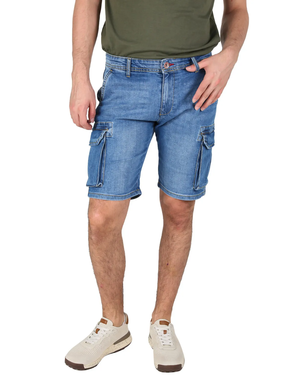 Coveri Moving Bermuda in jeans da uomo con tasconi laterali