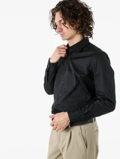Coveri Moving Camicia da uomo slim fit in cotone a maniche lunghe - nero