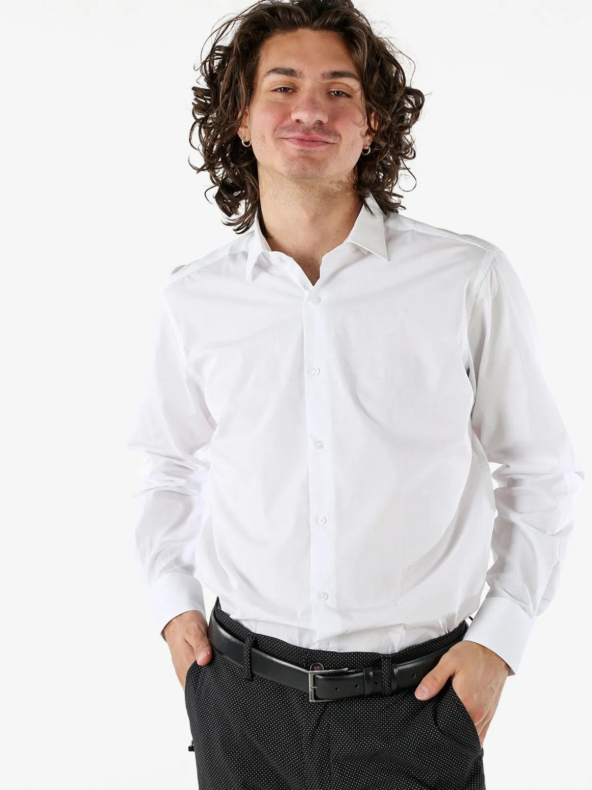 Coveri Moving Camicia da uomo in cotone regular fit a maniche lunghe - bianco