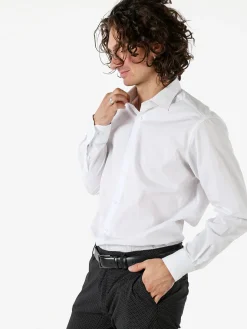 Coveri Moving Camicia da uomo in cotone regular fit a maniche lunghe - bianco