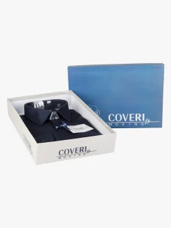 Coveri Moving Camicia da uomo slim fit in cotone a maniche lunghe - blu scuro