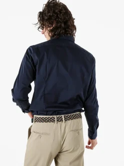 Coveri Moving Camicia da uomo slim fit in cotone a maniche lunghe - blu scuro