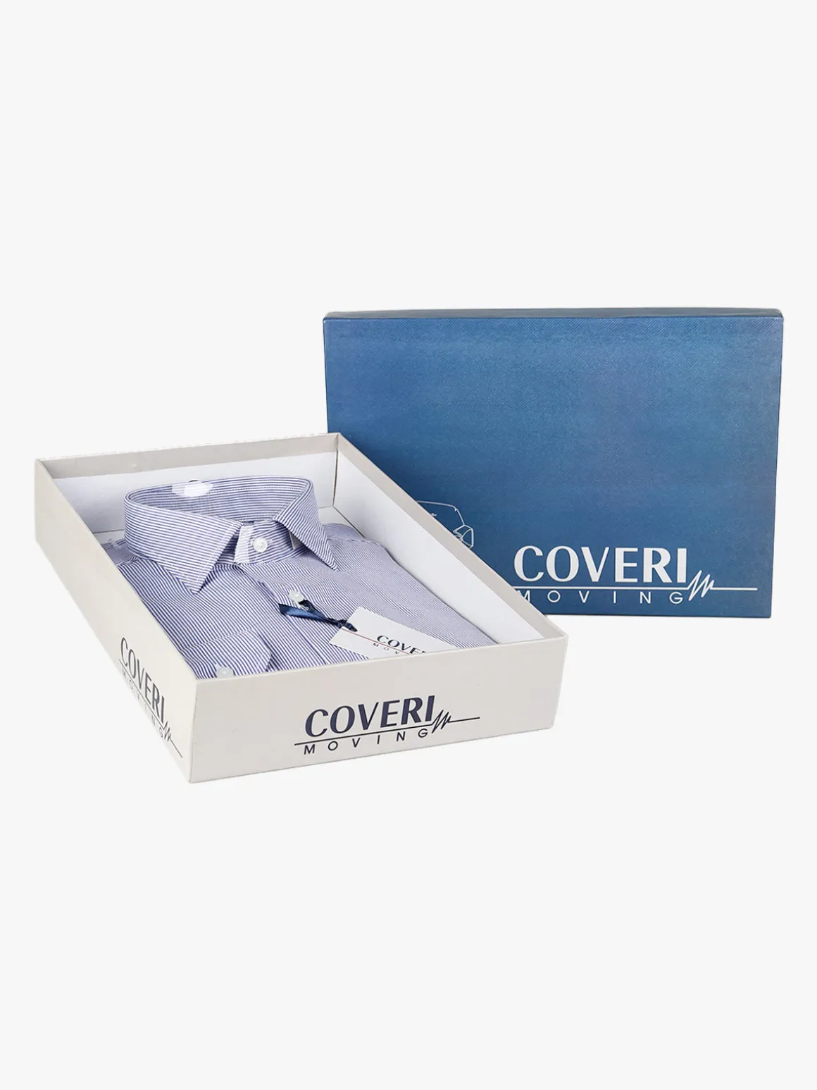 Coveri Moving Camicia da uomo in cotone regular fit con stampa a righe strette e maniche lunghe - blu