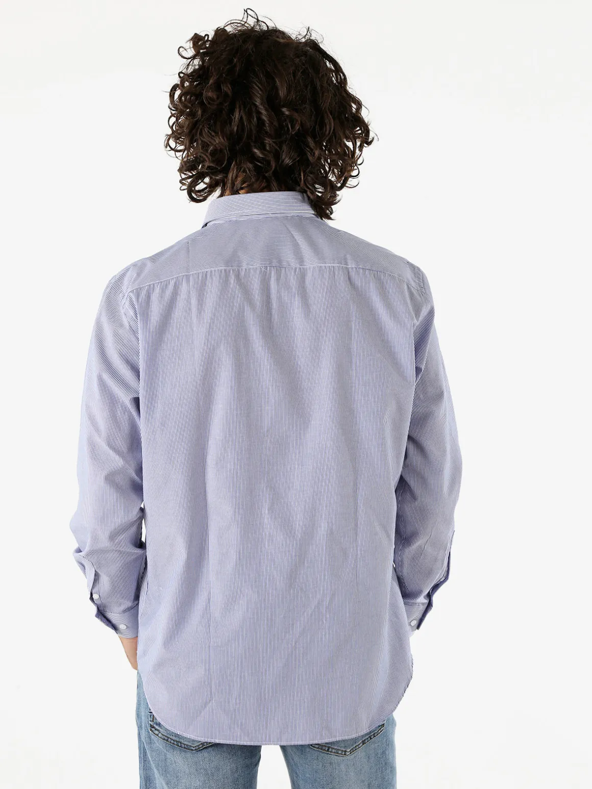Coveri Moving Camicia da uomo in cotone regular fit con stampa a righe strette e maniche lunghe - blu