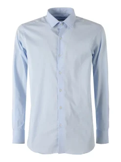 Coveri Moving Camicia da uomo slim fit in cotone a maniche lunghe - azzurro