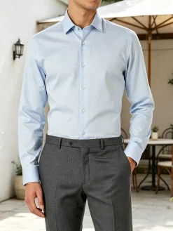 Coveri Moving Camicia da uomo slim fit in cotone a maniche lunghe - azzurro