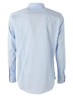Coveri Moving Camicia da uomo slim fit in cotone a maniche lunghe - azzurro
