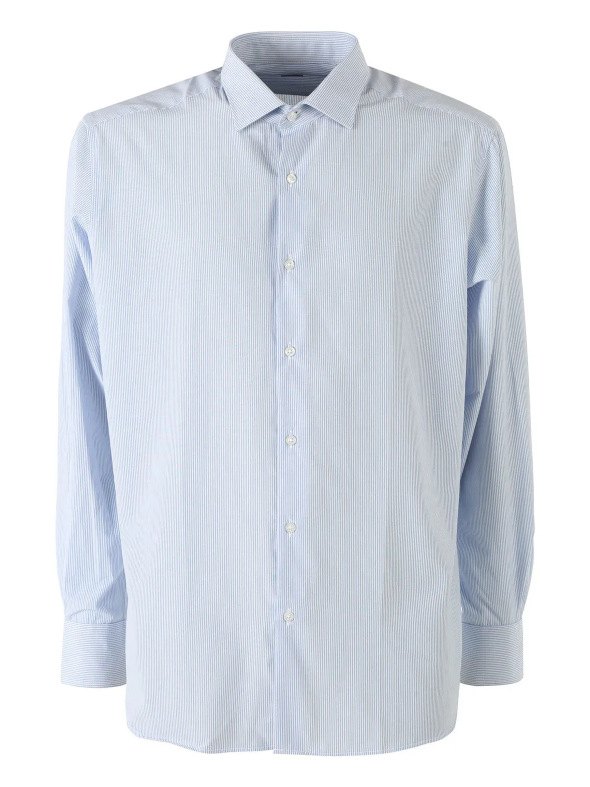 Coveri Moving Camicia da uomo in cotone regular fit con stampa a righe strette e maniche lunghe - azzurro