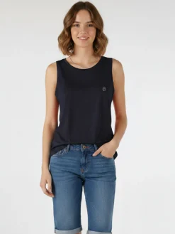 Coveri Moving Canotta girocollo da donna con logo di strass - nero