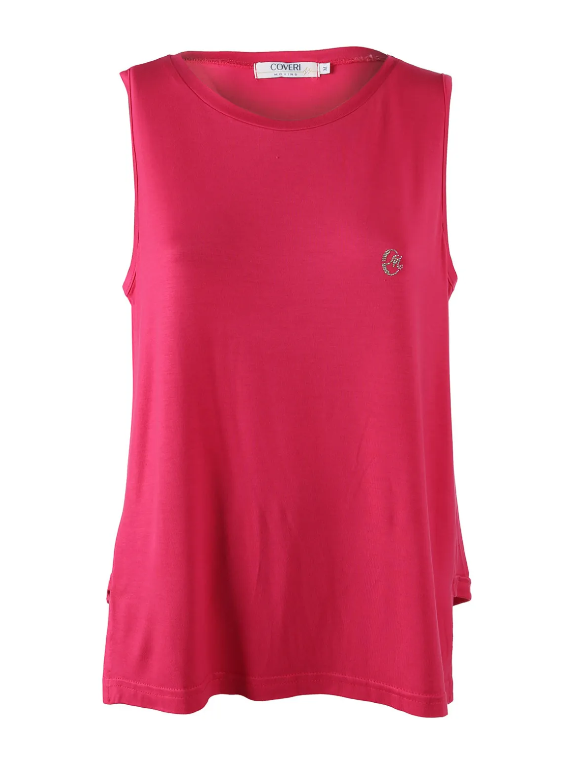 Coveri Moving Canotta girocollo da donna con logo di strass - fucsia