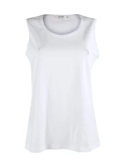Coveri Moving Canotta girocollo da donna in cotone - bianco