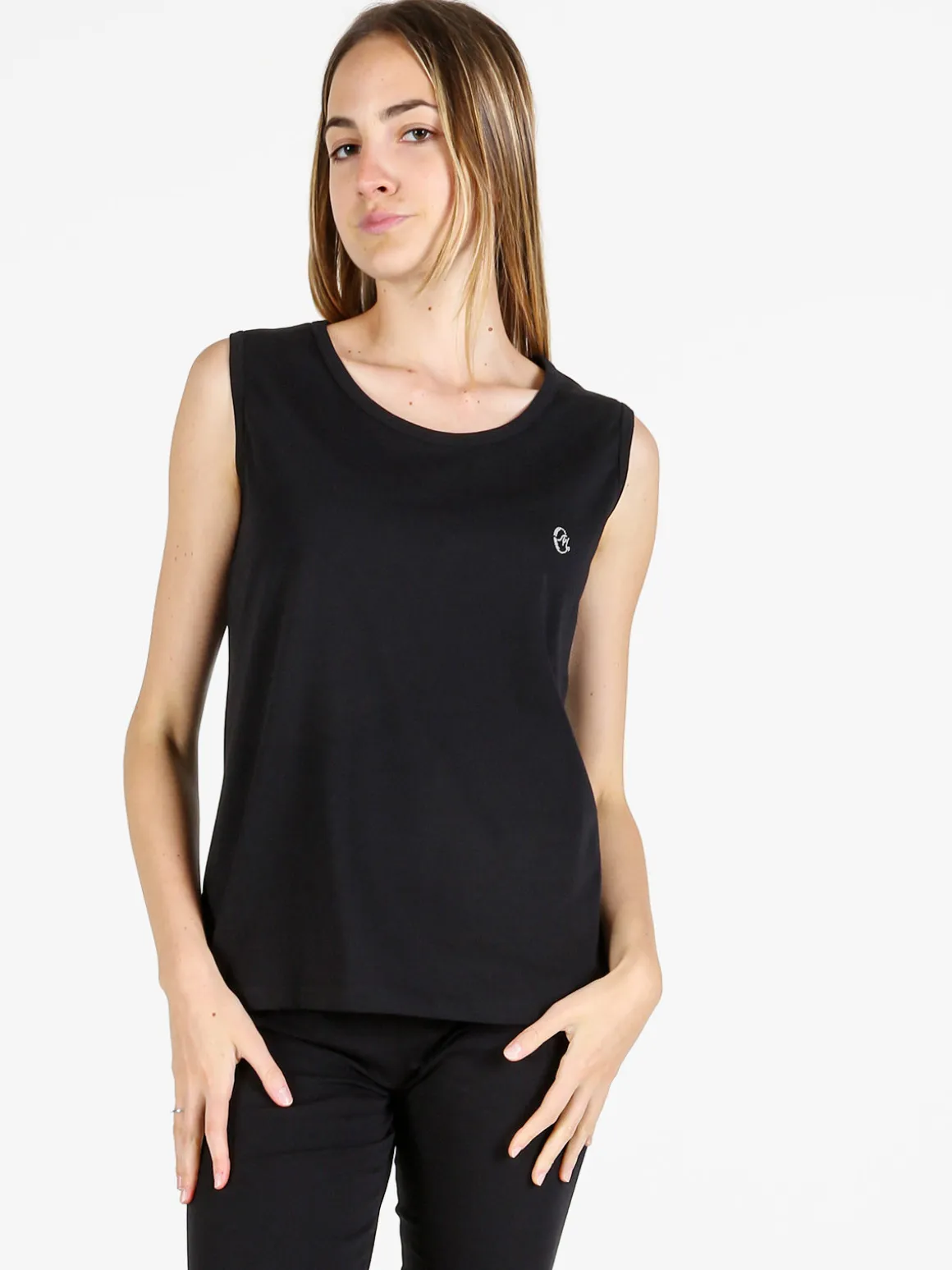 Coveri Moving Canotta girocollo da donna in cotone - nero