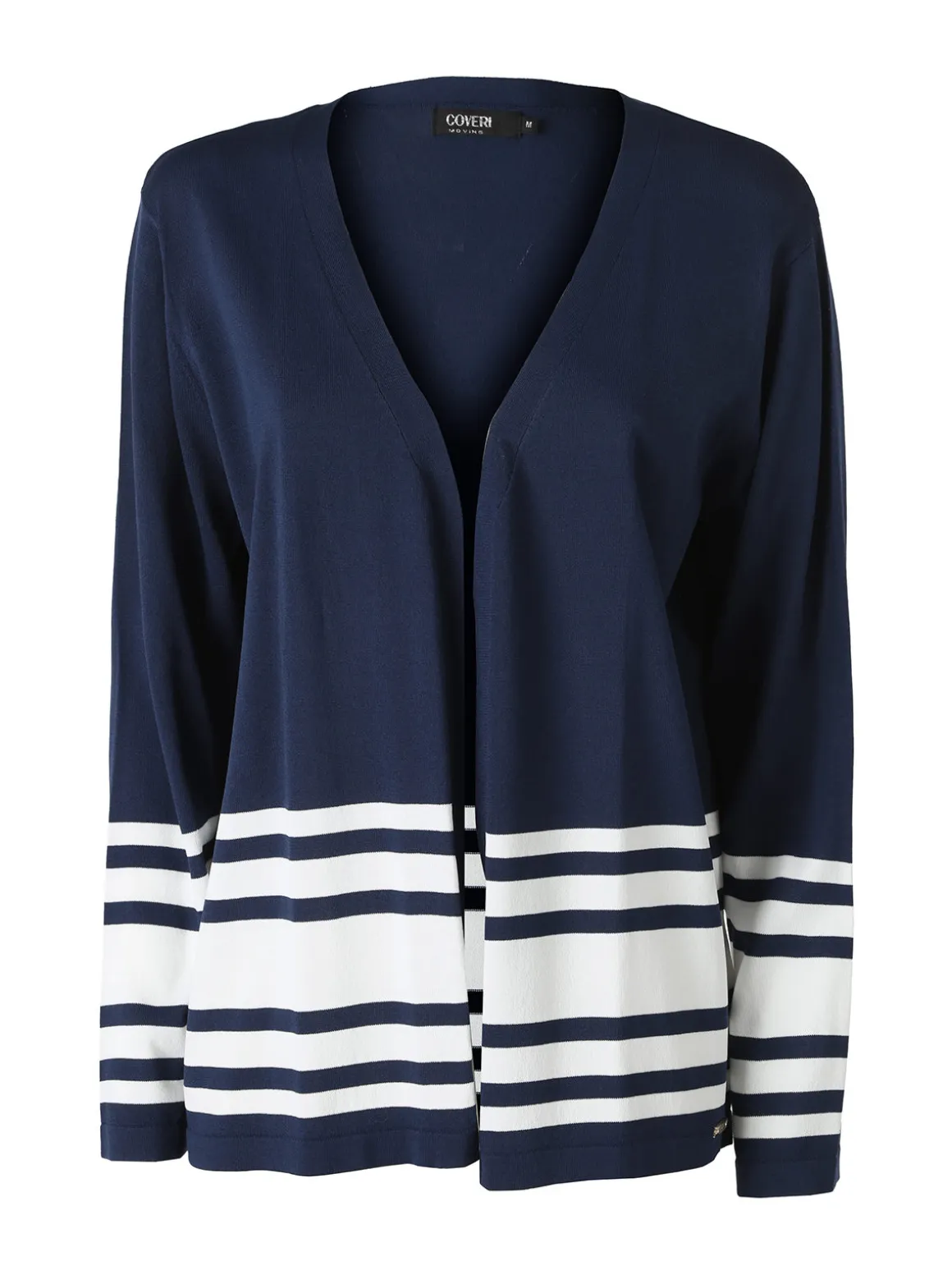 Coveri Moving Cardigan donna in maglia con stampa a righe sul finale - blu scuro