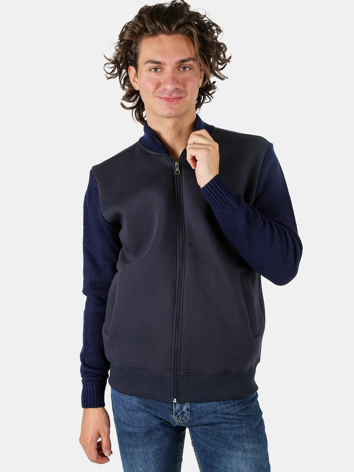 Coveri Moving Felpa da uomo con maniche in maglia - blu scuro