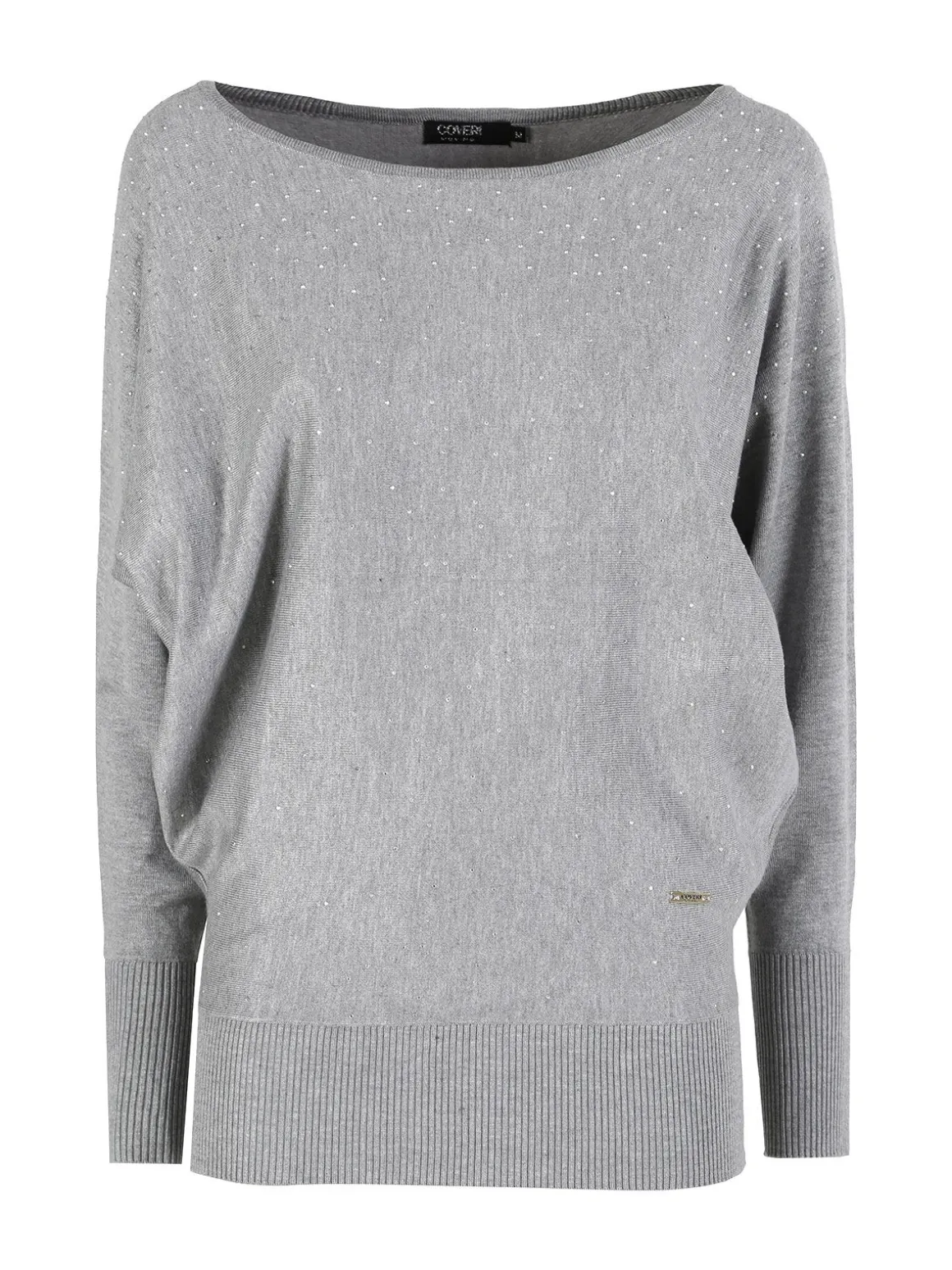 Coveri Moving Maglia donna con scollo a barca e borchie - grigio