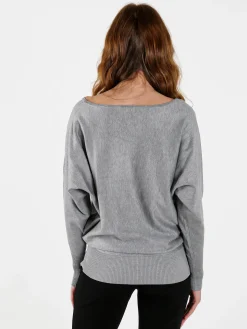 Coveri Moving Maglia donna con scollo a barca e borchie - grigio