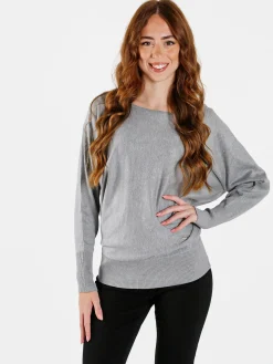 Coveri Moving Maglia donna con scollo a barca e borchie - grigio
