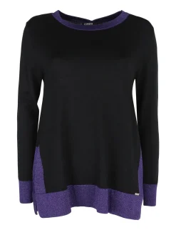 Coveri Moving Maglia donna girocollo in contrasto colore con spacchi laterali