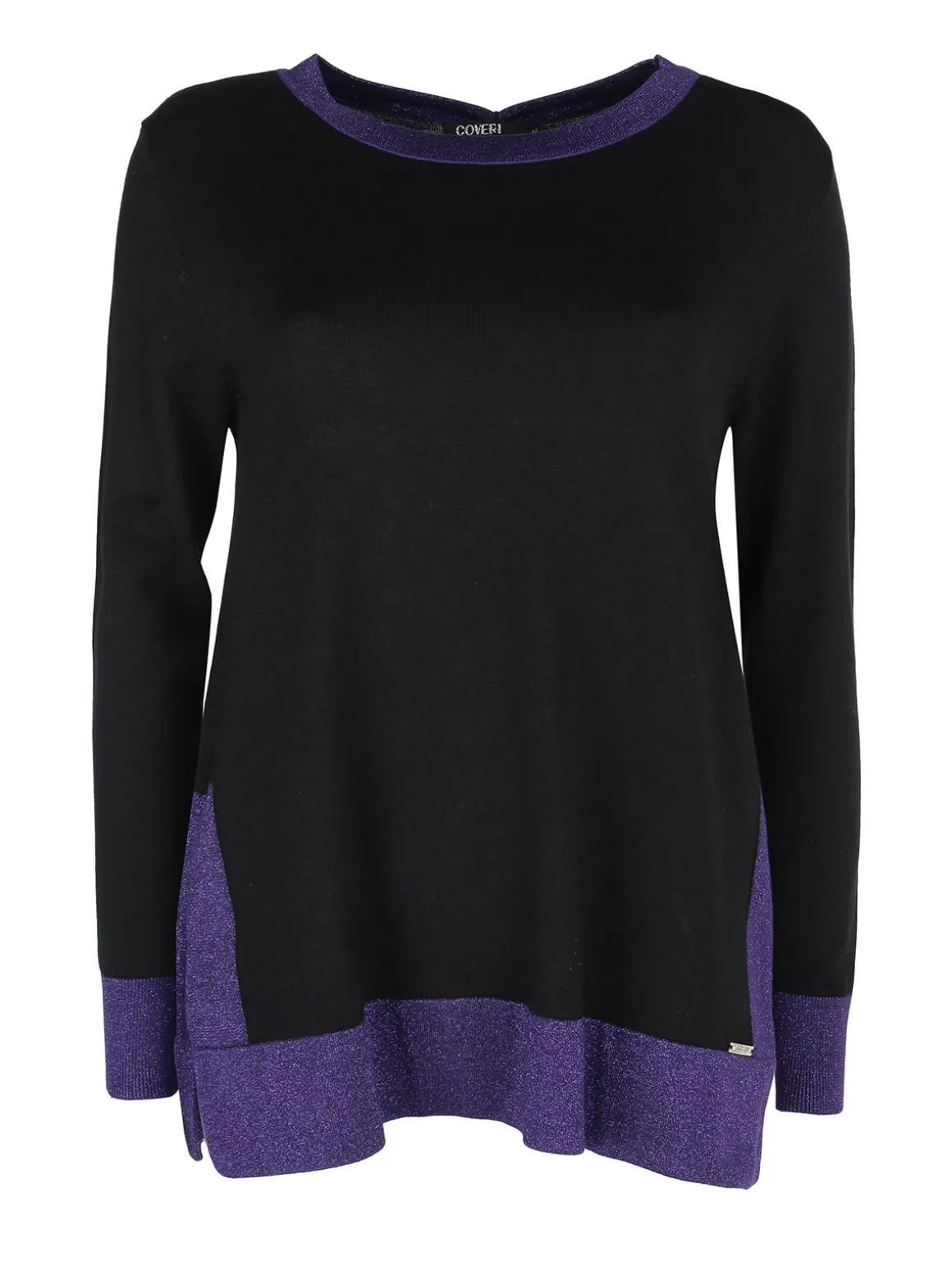 Coveri Moving Maglia donna girocollo in contrasto colore con spacchi laterali