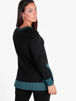Coveri Moving Maglia donna girocollo in contrasto colore con spacchi laterali