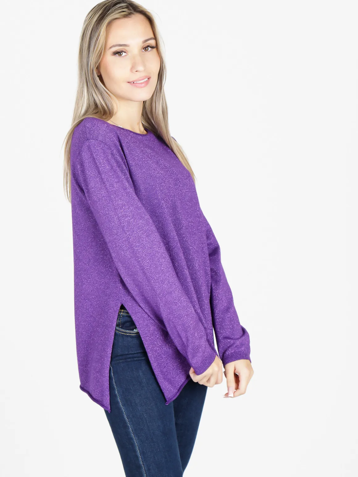 Coveri Moving Maglia donna in lurex con spacchi laterali