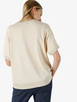 Coveri Moving Maglia girocollo da donna a maniche corte con dettagli lurex - beige