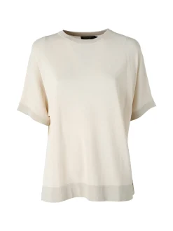 Coveri Moving Maglia girocollo da donna a maniche corte con dettagli lurex - beige