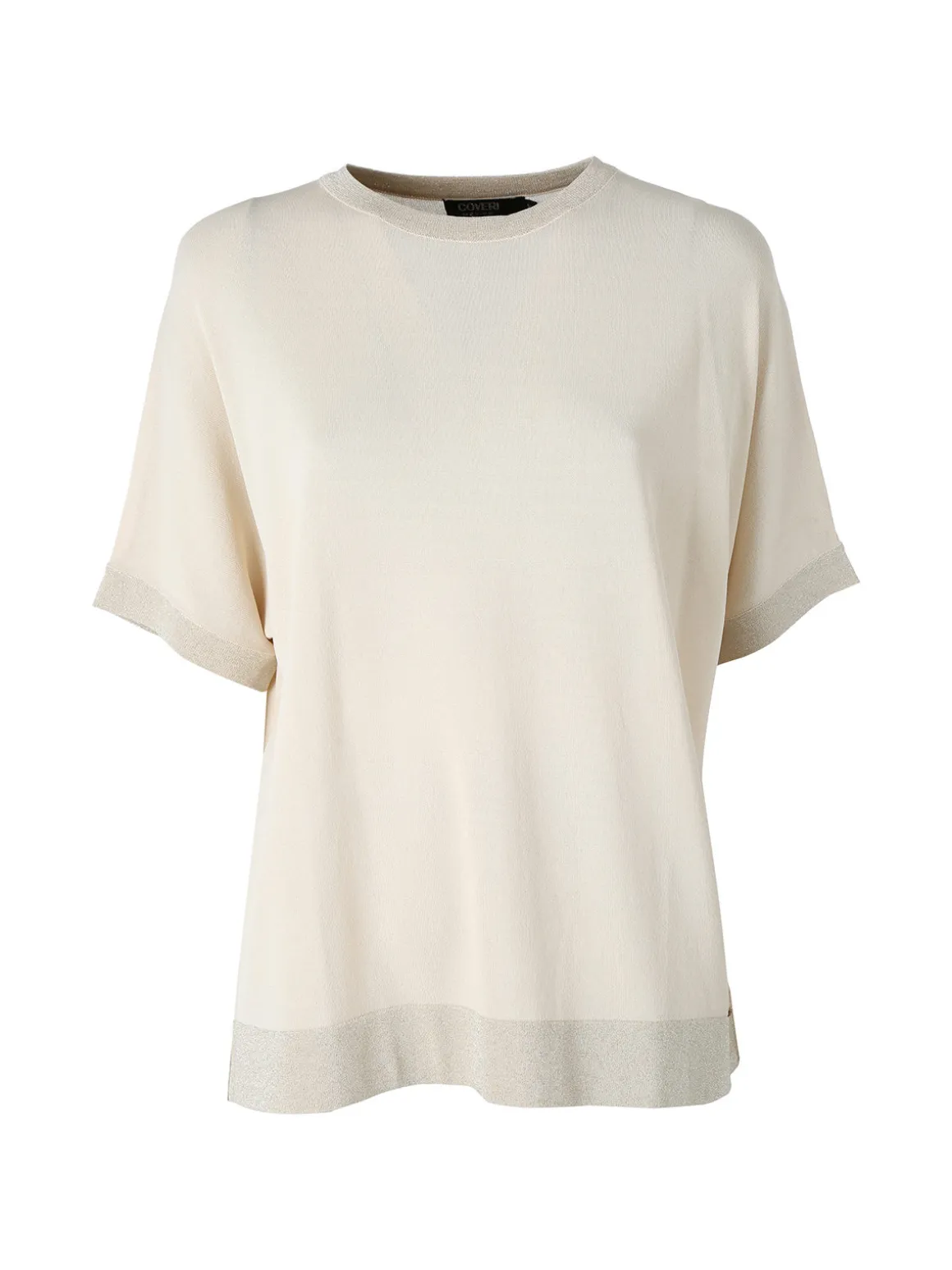 Coveri Moving Maglia girocollo da donna a maniche corte con dettagli lurex - beige