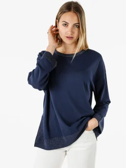 Coveri Moving Maglia girocollo da donna con dettagli lurex - blu scuro