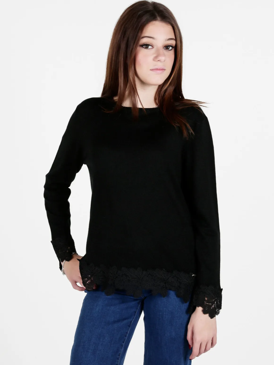 Coveri Moving Maglia girocollo da donna con dettagli in pizzo