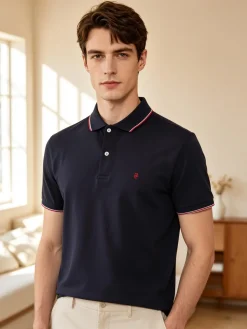 Coveri Moving Polo da uomo in cotone a maniche corte - blu scuro