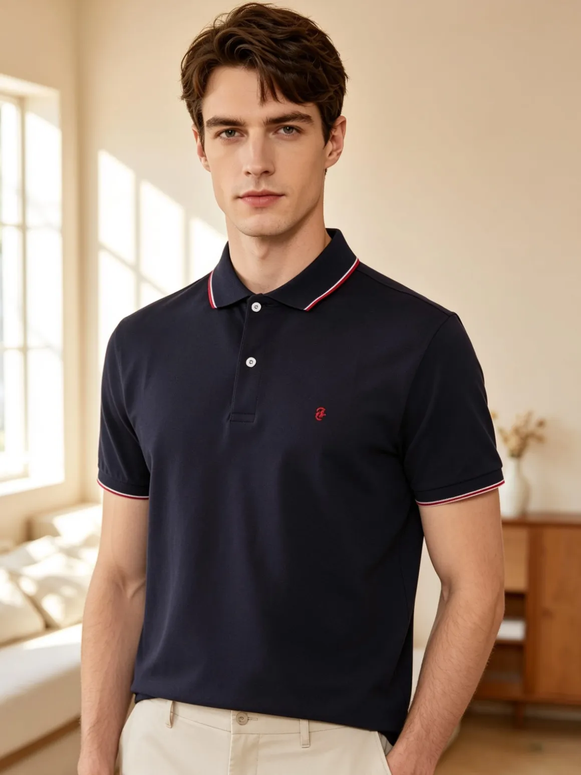 Coveri Moving Polo da uomo in cotone a maniche corte - blu scuro