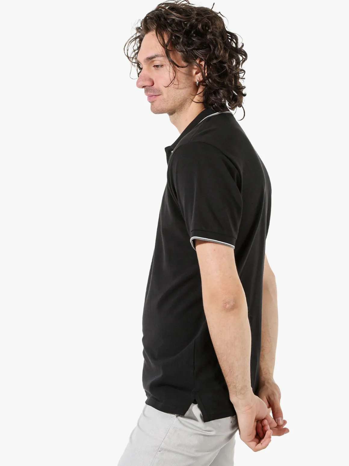 Coveri Moving Polo da uomo in cotone a maniche corte - nero