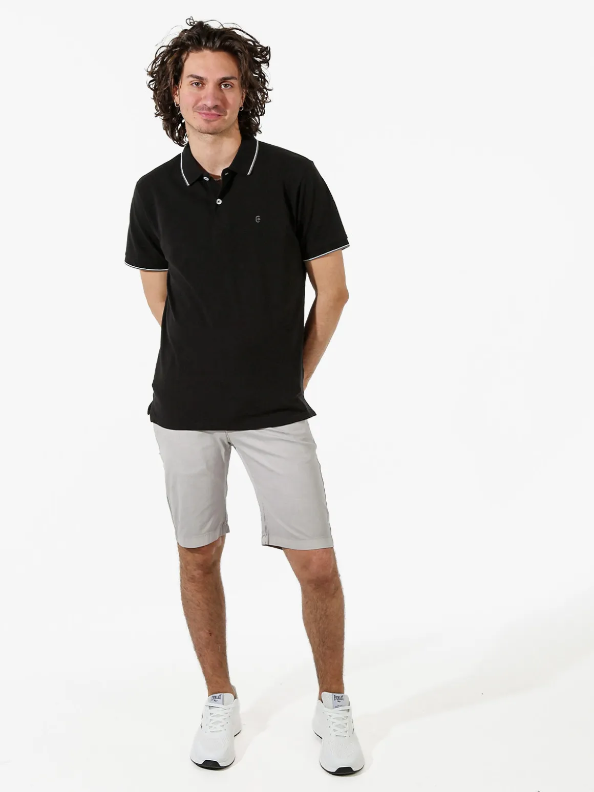 Coveri Moving Polo da uomo in cotone a maniche corte - nero