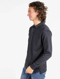 Coveri Moving Polo da uomo in cotone a maniche lunghe - blu scuro