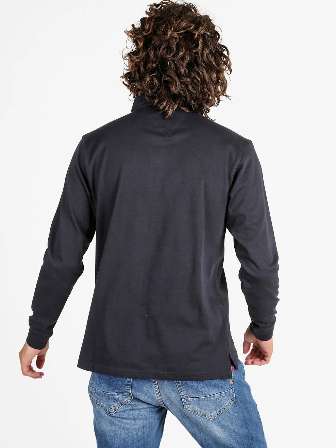 Coveri Moving Polo da uomo in cotone a maniche lunghe - blu scuro