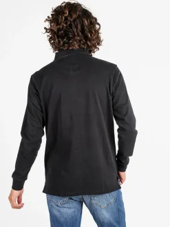 Coveri Moving Polo da uomo in cotone a maniche lunghe - nero