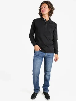Coveri Moving Polo da uomo in cotone a maniche lunghe - nero