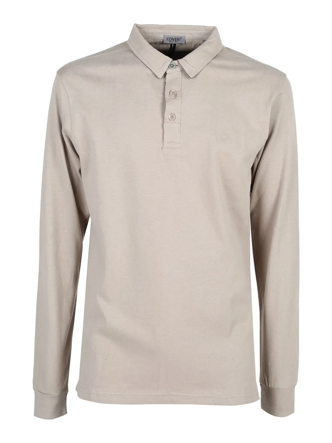 Coveri Moving Polo da uomo in cotone a maniche lunghe - sabbia