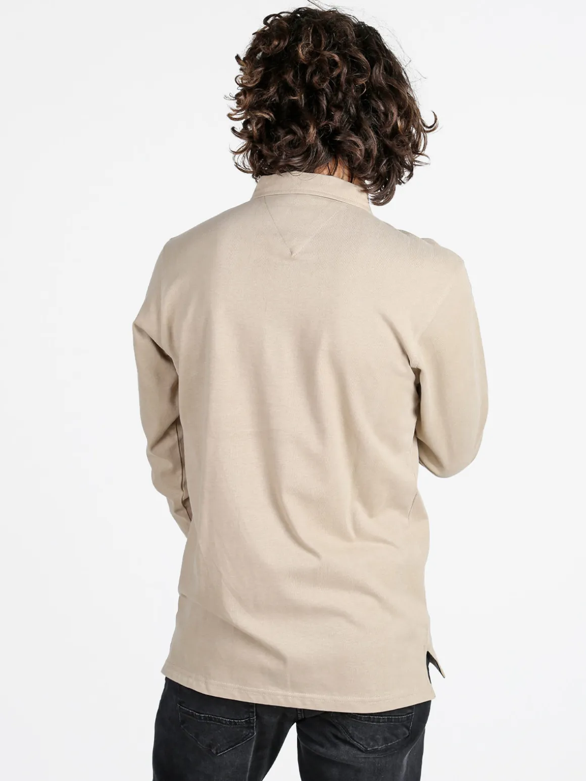 Coveri Moving Polo da uomo in cotone a maniche lunghe - sabbia