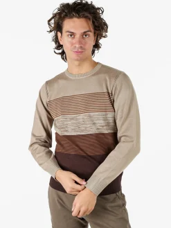 Coveri Moving Pullover girocollo da uomo in maglia - sabbia