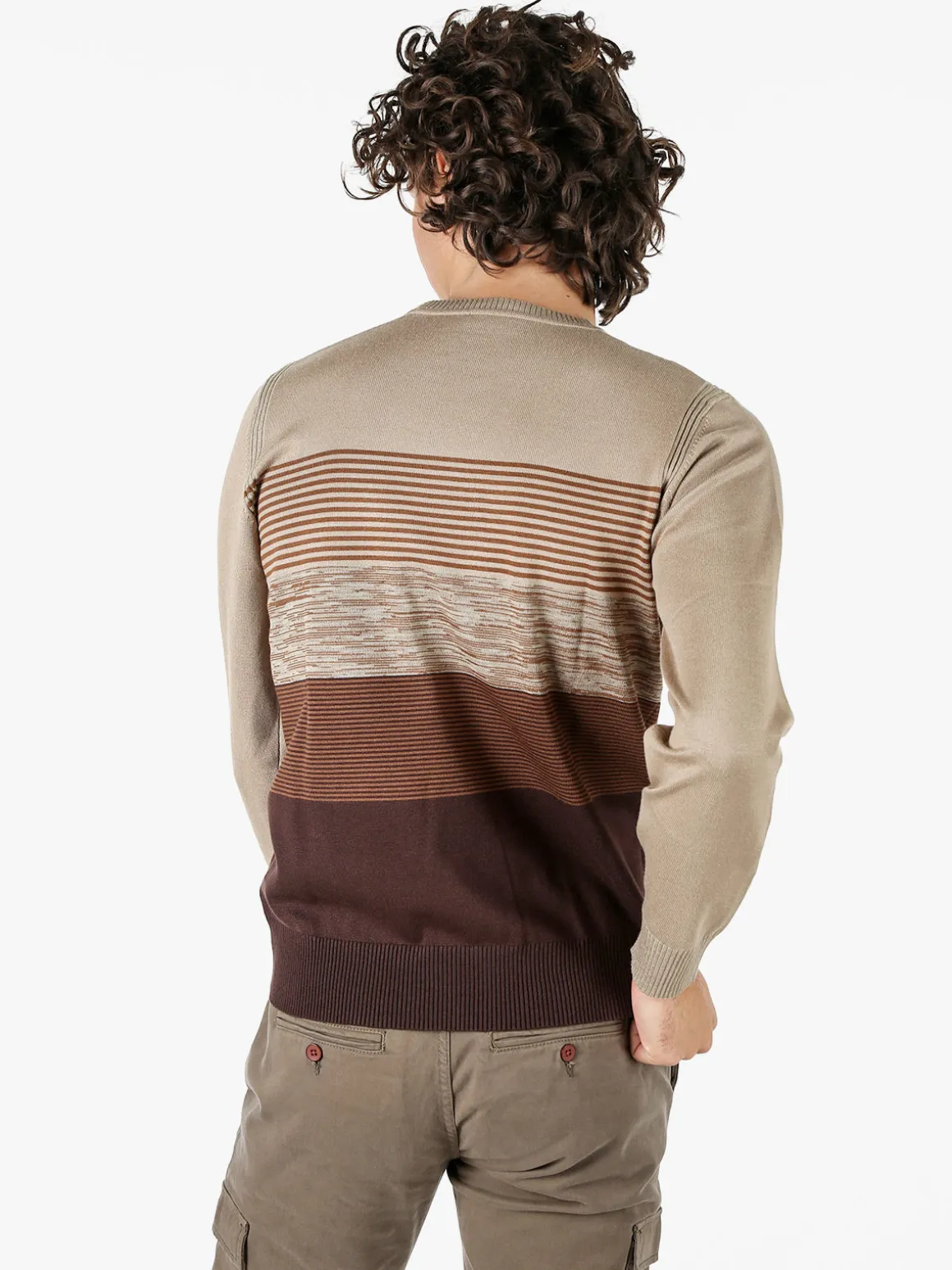 Coveri Moving Pullover girocollo da uomo in maglia - sabbia