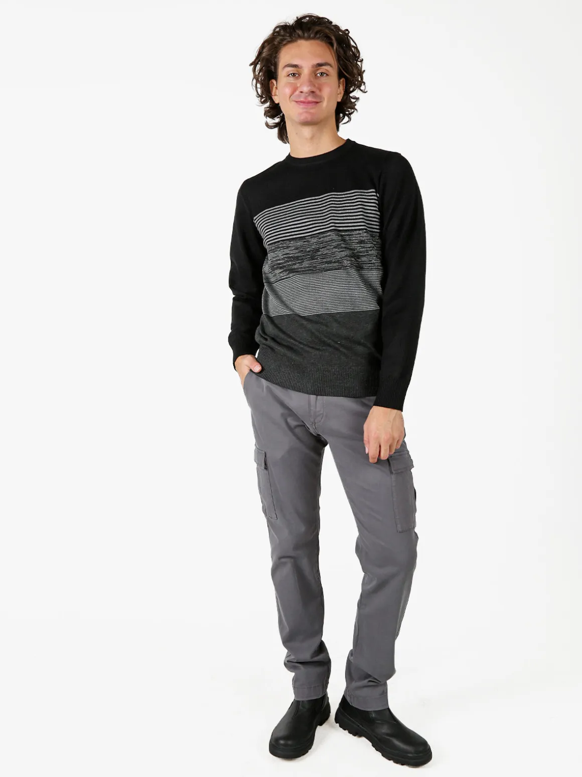 Coveri Moving Pullover girocollo da uomo in maglia - nero