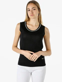 Coveri Moving Top donna in maglia con applicazioni di strass - nero
