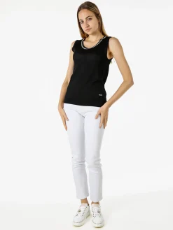Coveri Moving Top donna in maglia con applicazioni di strass - nero